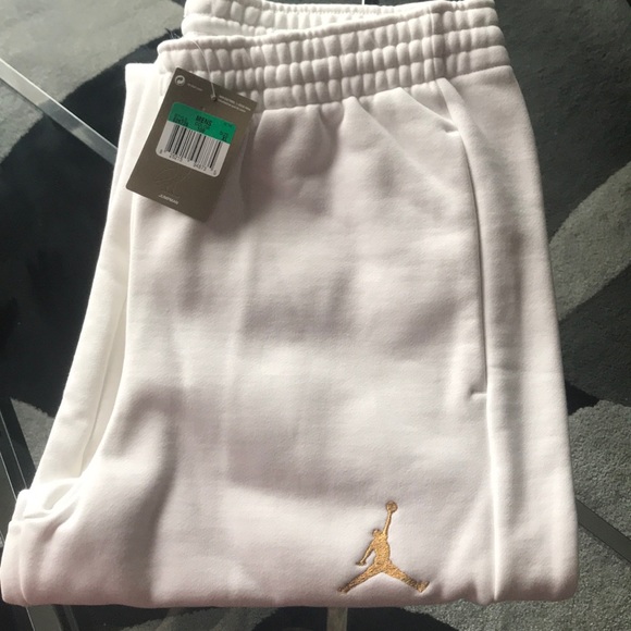 white and gold jordan sweatsuit
